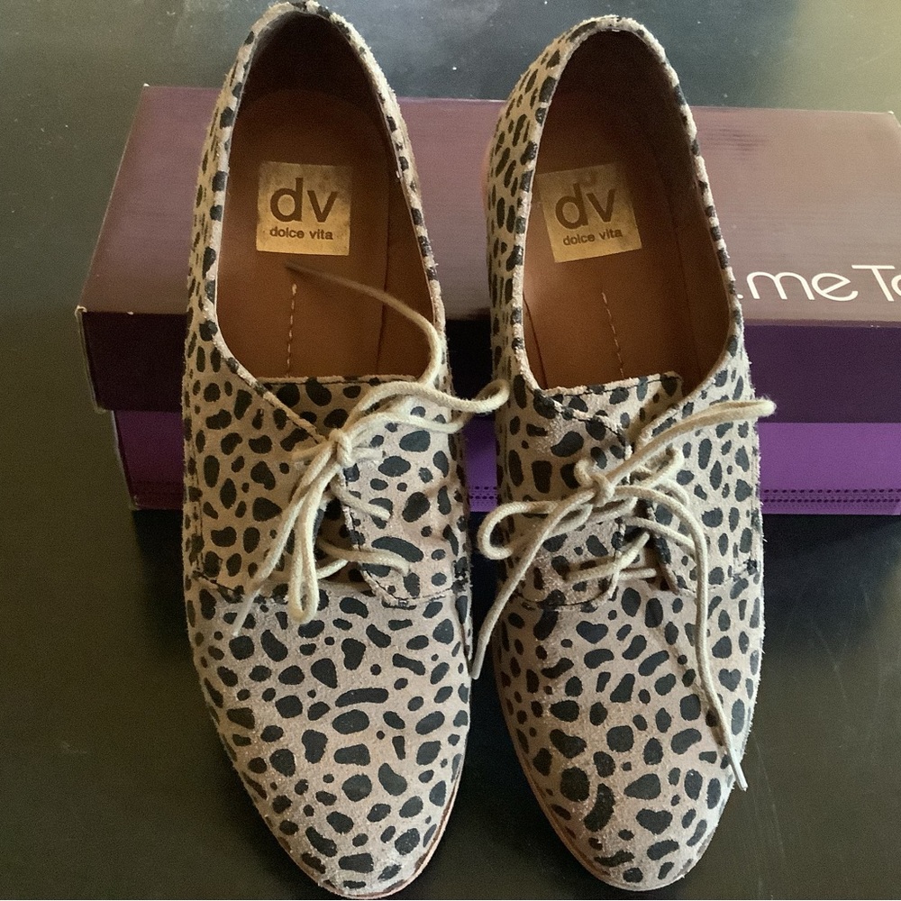 Dolce Vita Tan and Black Leopard Flats